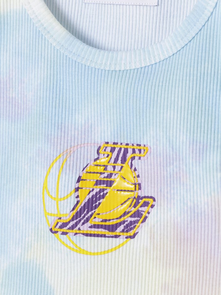 Top cropped do Los Angeles Lakers da NBA - Branco-creme/amarelo