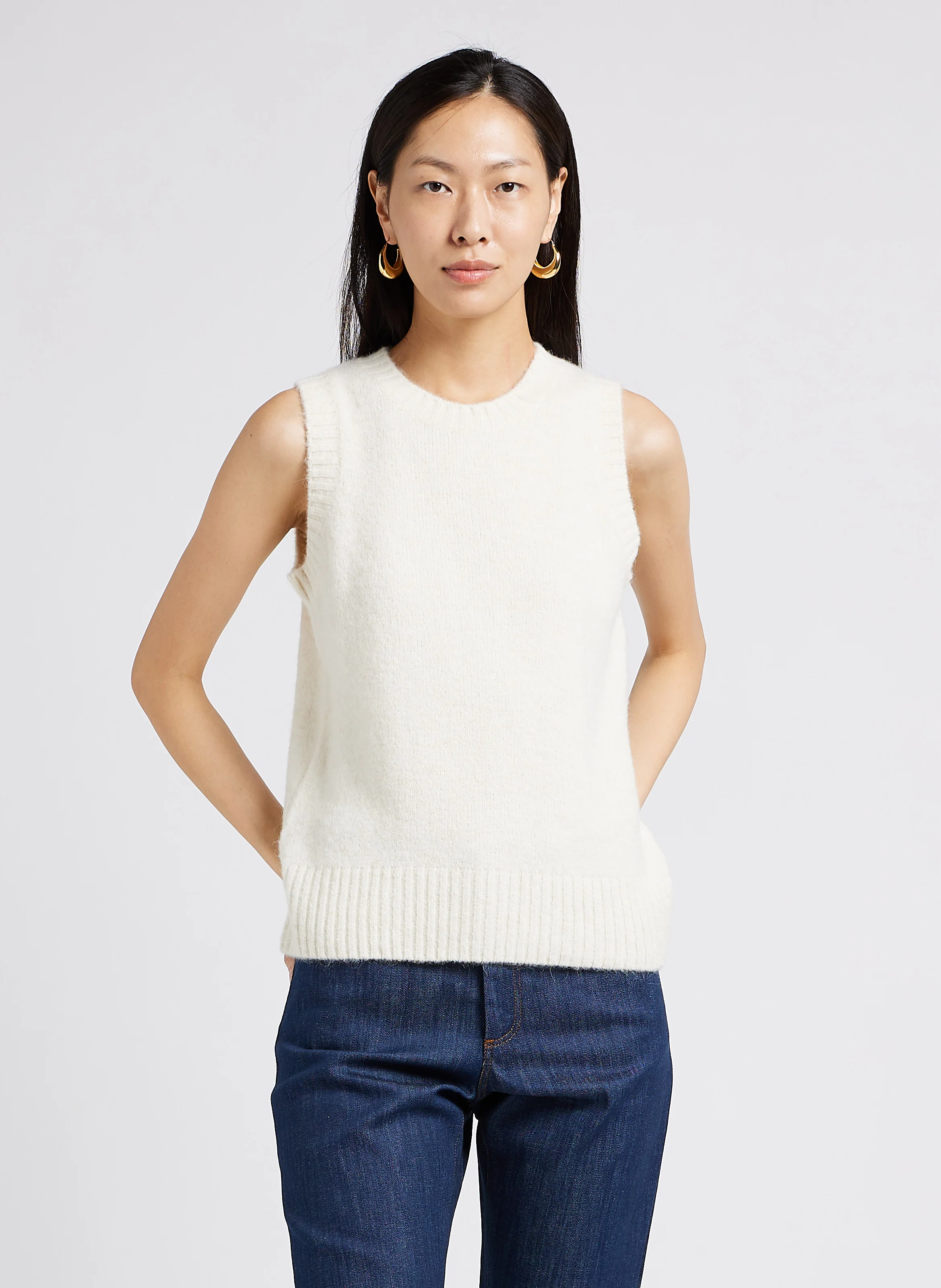 NAMASTE - Pull col rond en maille douce | Beige