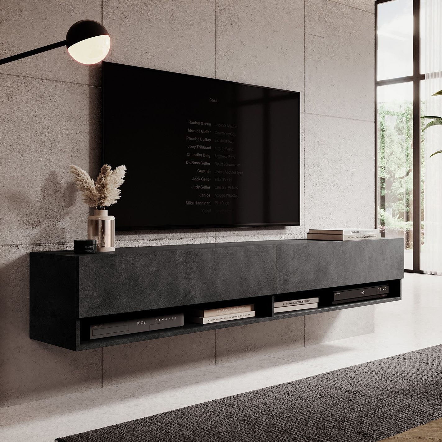 Meubella - TV-Meubel Asino - Grijs  - 180 cm