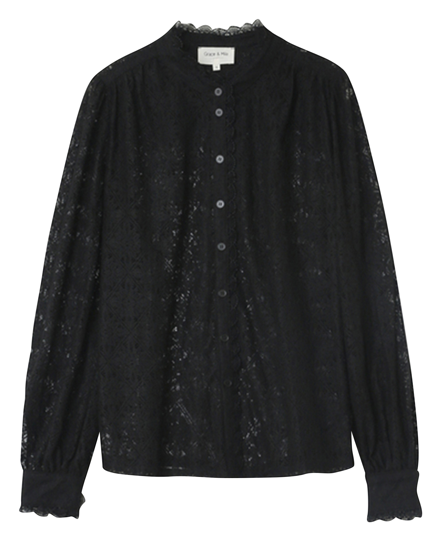 NORA - Blouse droite en dentelle | Noir