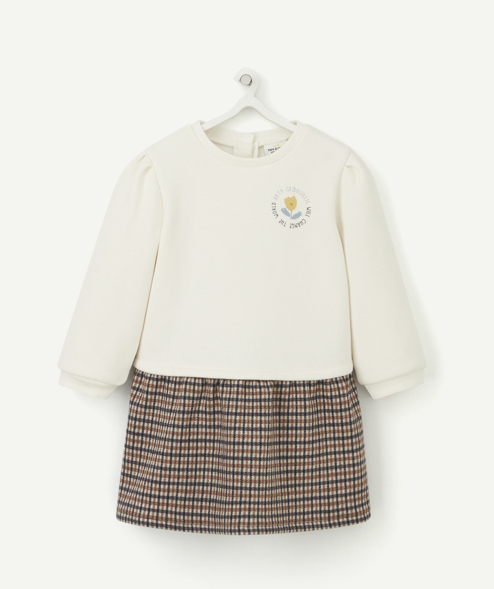 ROBE BÉBÉ FILLE EN FIBRES RECYCLÉES ET MOLLETON AVEC MOTIF
