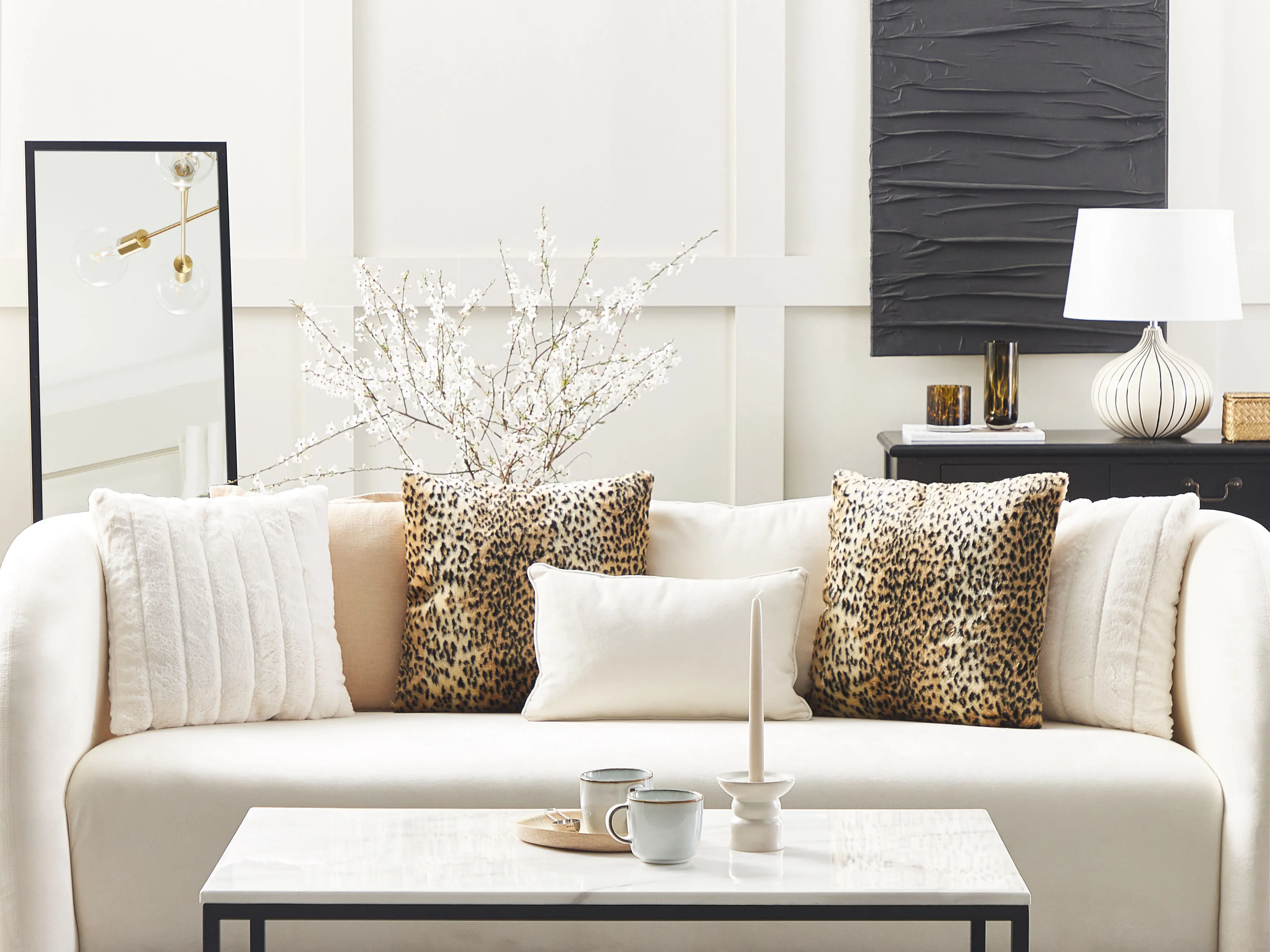Set van 2 sierkussens FOXTAIL Nepbont 45 x 45 cm Bruin dierenprint