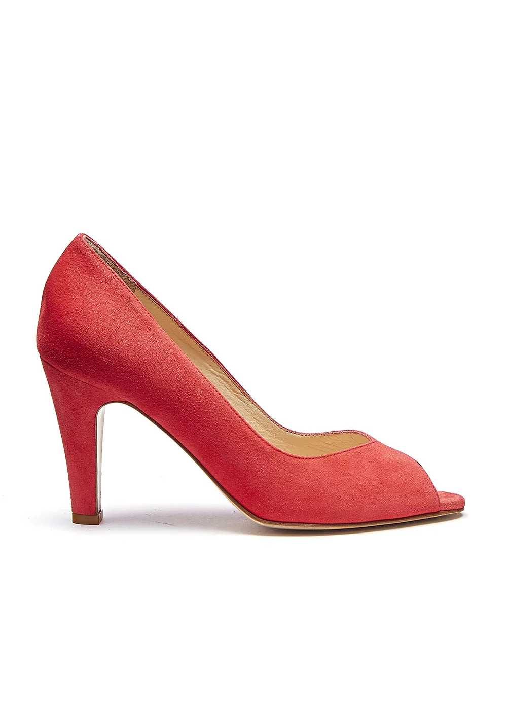 ESCARPIN BOUT OUVERT VELOURS CORAIL/ROSE