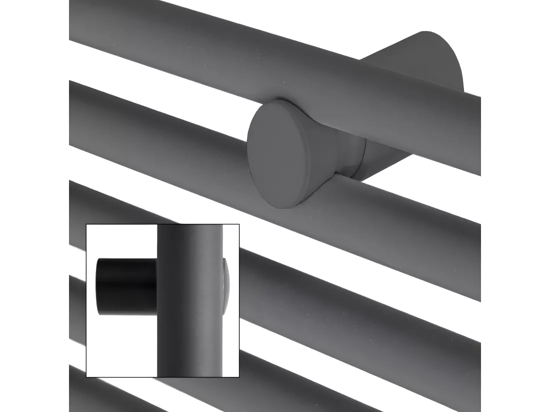 Radiateur sèche-serviette courbé acier anthracite connexion latérale 40x80 cm