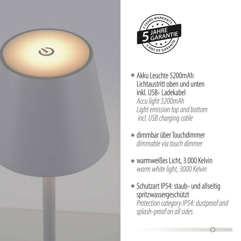 Just Light Akku-Tischleuchte EURIA EURIA