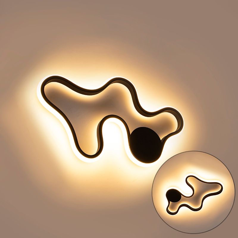 Moderne wandlamp zwart incl. LED - Plomp