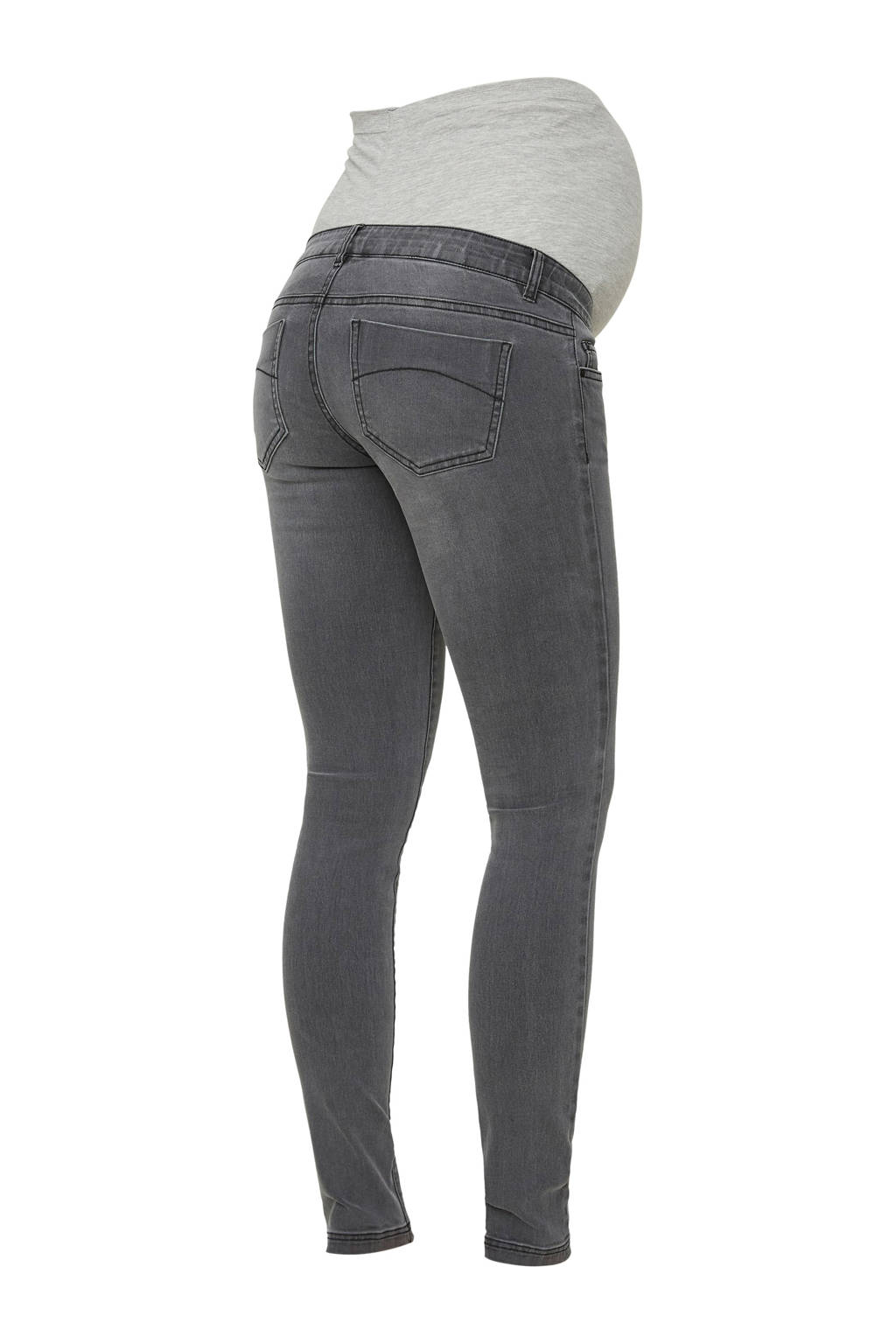 MAMALICIOUS low waist slim fit zwangerschapsjeans MLLOLA grijs