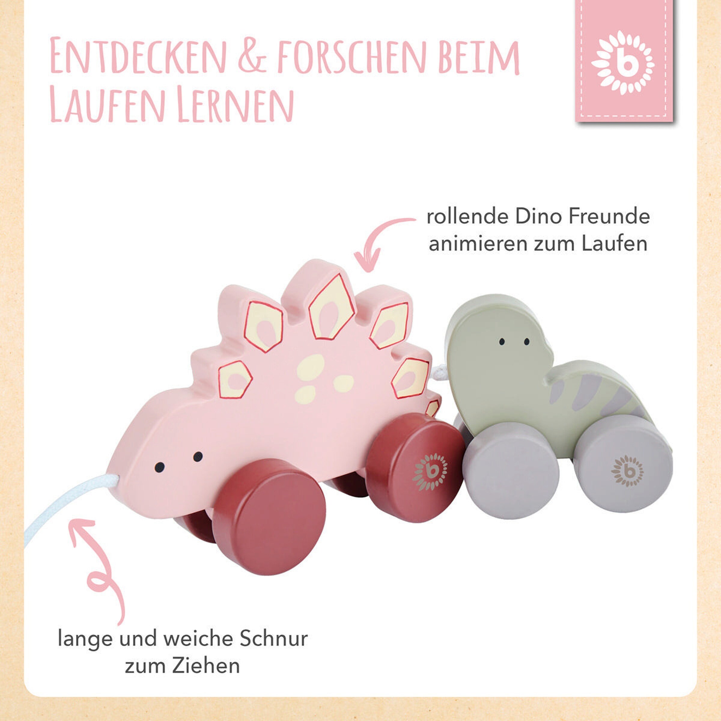 Bieco Nachzieh Dinos Holz Paul und Lisa - ab 12 Monate Mehrfarbig