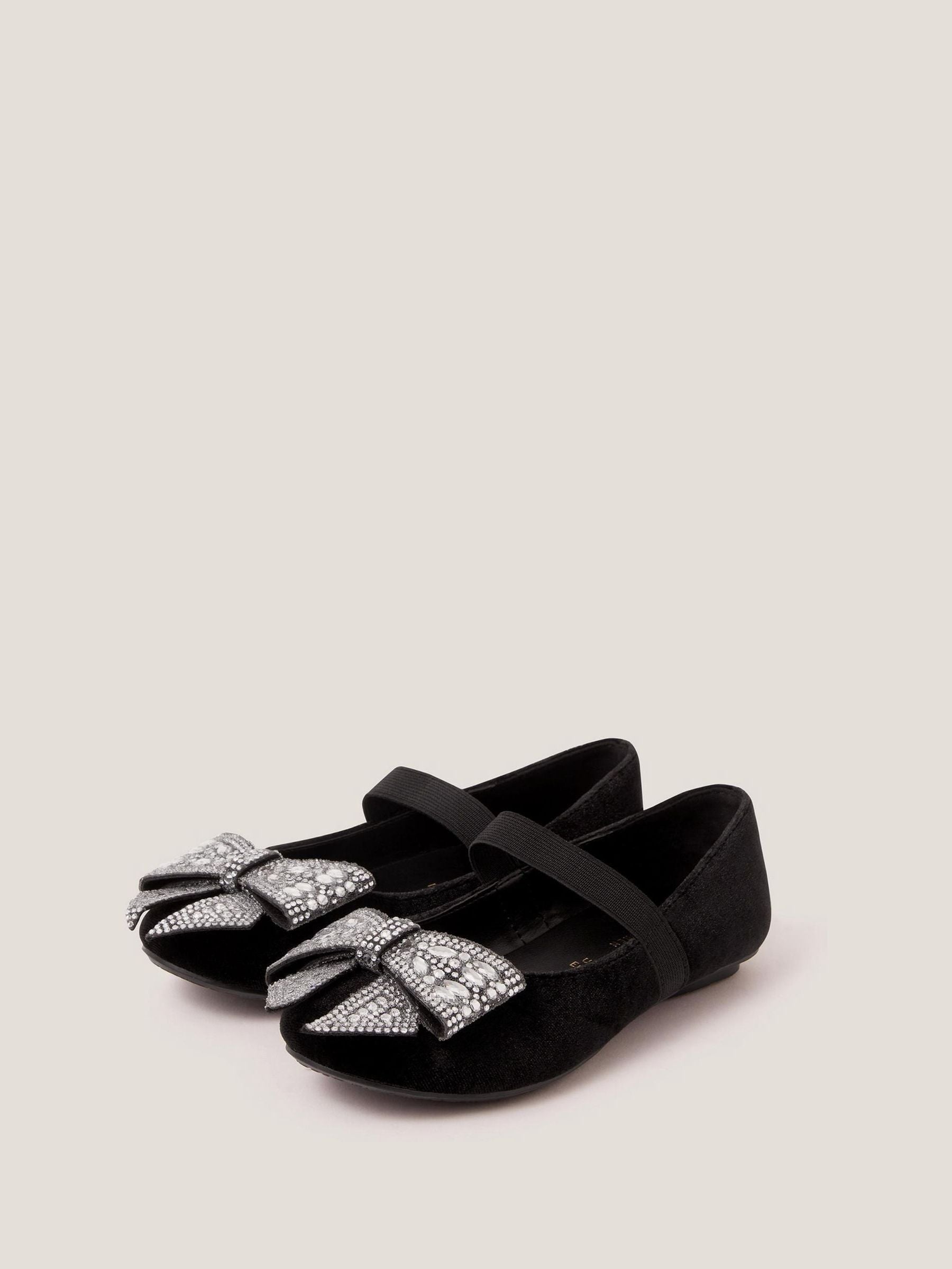 Monsoon Jewel Bow Velvet Ballet Flats