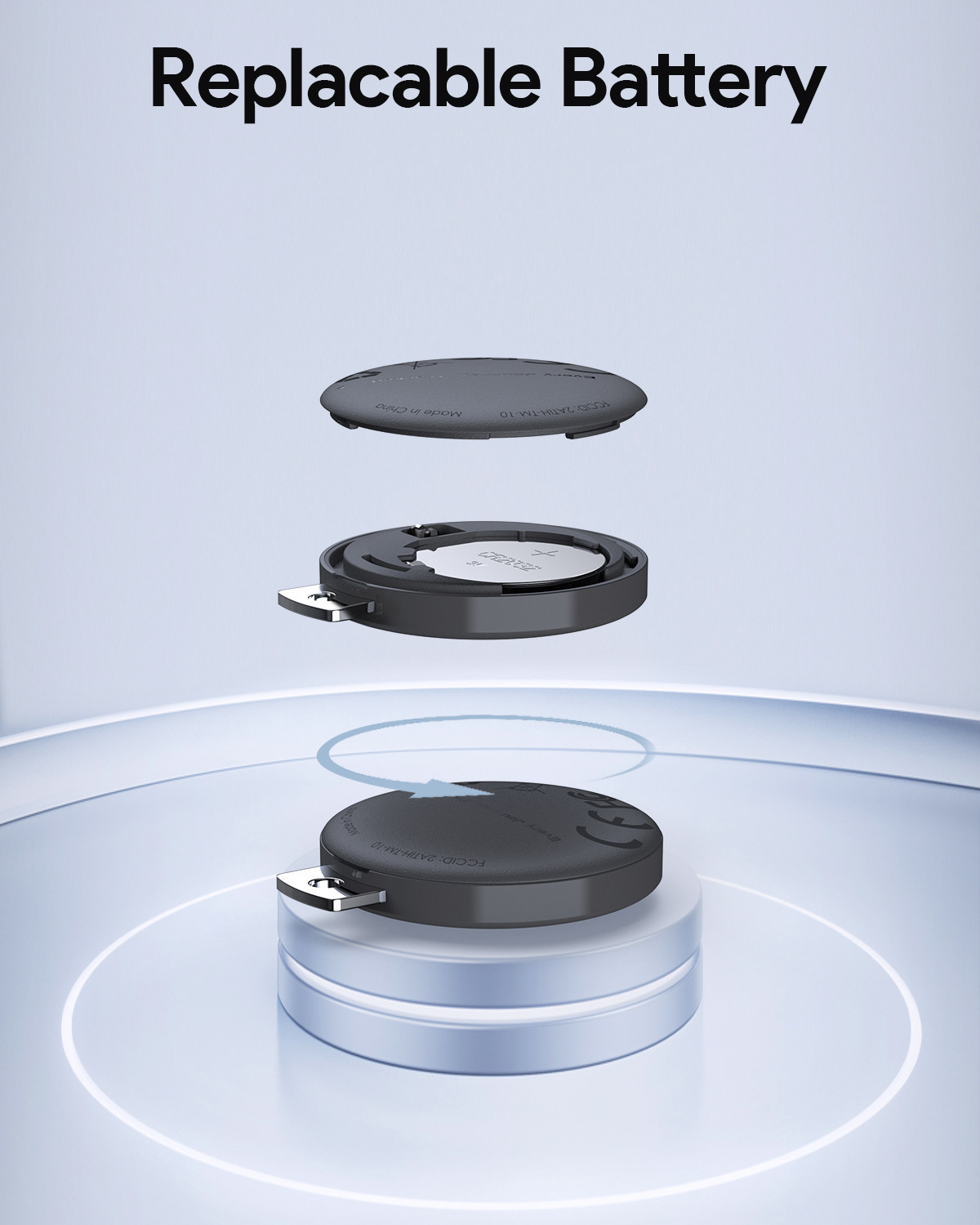 TrackMate 1 Bluetooth Keyfinder 80dB für iOS mit Apple Find My Network (TM-10 Dark FR) - Dark Grey
