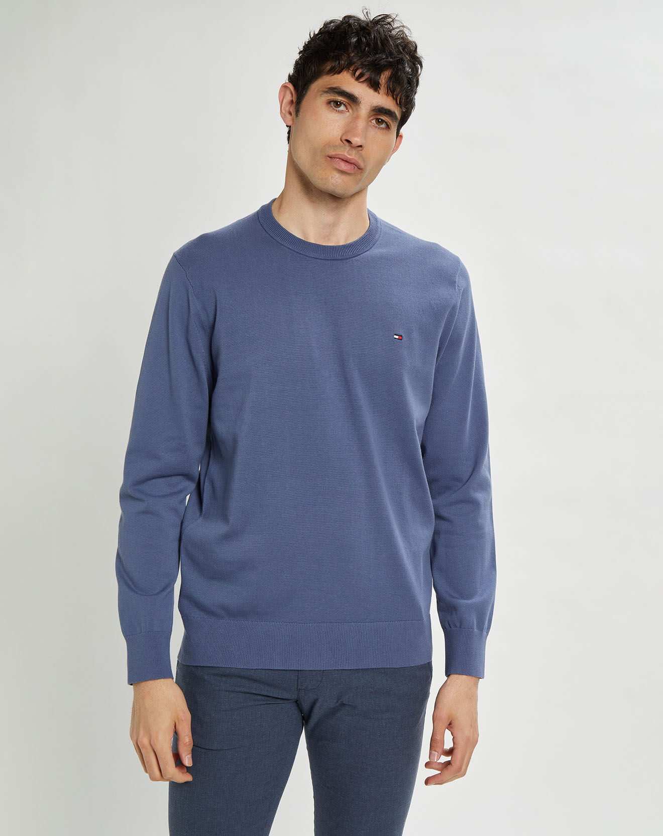 Tommy Hilfiger Pull 1985 col rond bleu vintage