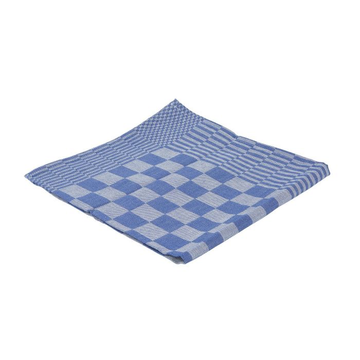 Theedoeken 6stuks 65x65cm met blauw blokmotief 100% katoen (2020076)