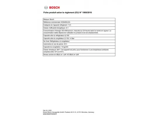 Bosch Réfrigérateur combiné 70cm 435l nofrost inox - kgn49xlea