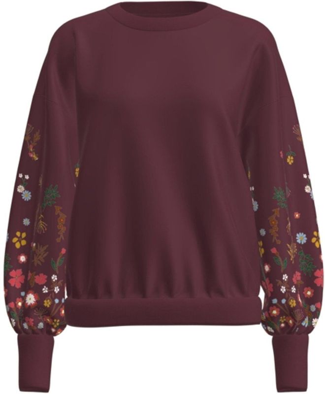 Only - Onlbrooke O-neck Flower Swt - Sweater - Wijnrood