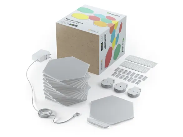 Nanoleaf Shapes Starter Kit - Trådløst belysningssæt - LED x 15 - 2 W - klasse G - RGBW-lys - 1200-6500 K - hexagon