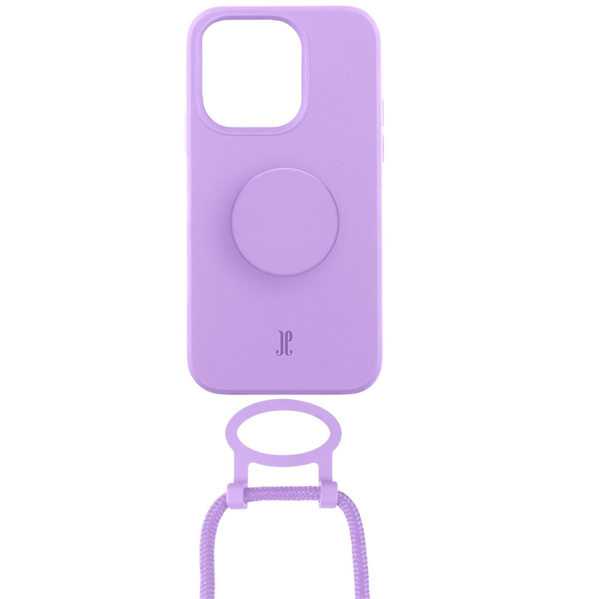 (by Just Elegance) iPhone 14 Pro PopGrip 3in1 Necklace Gummi Hülle   Handykette (150cm)   PopSockets (30148) - Lavendel