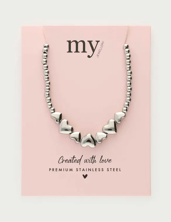 My Jewellery Steel beads heart ketting MJ13711