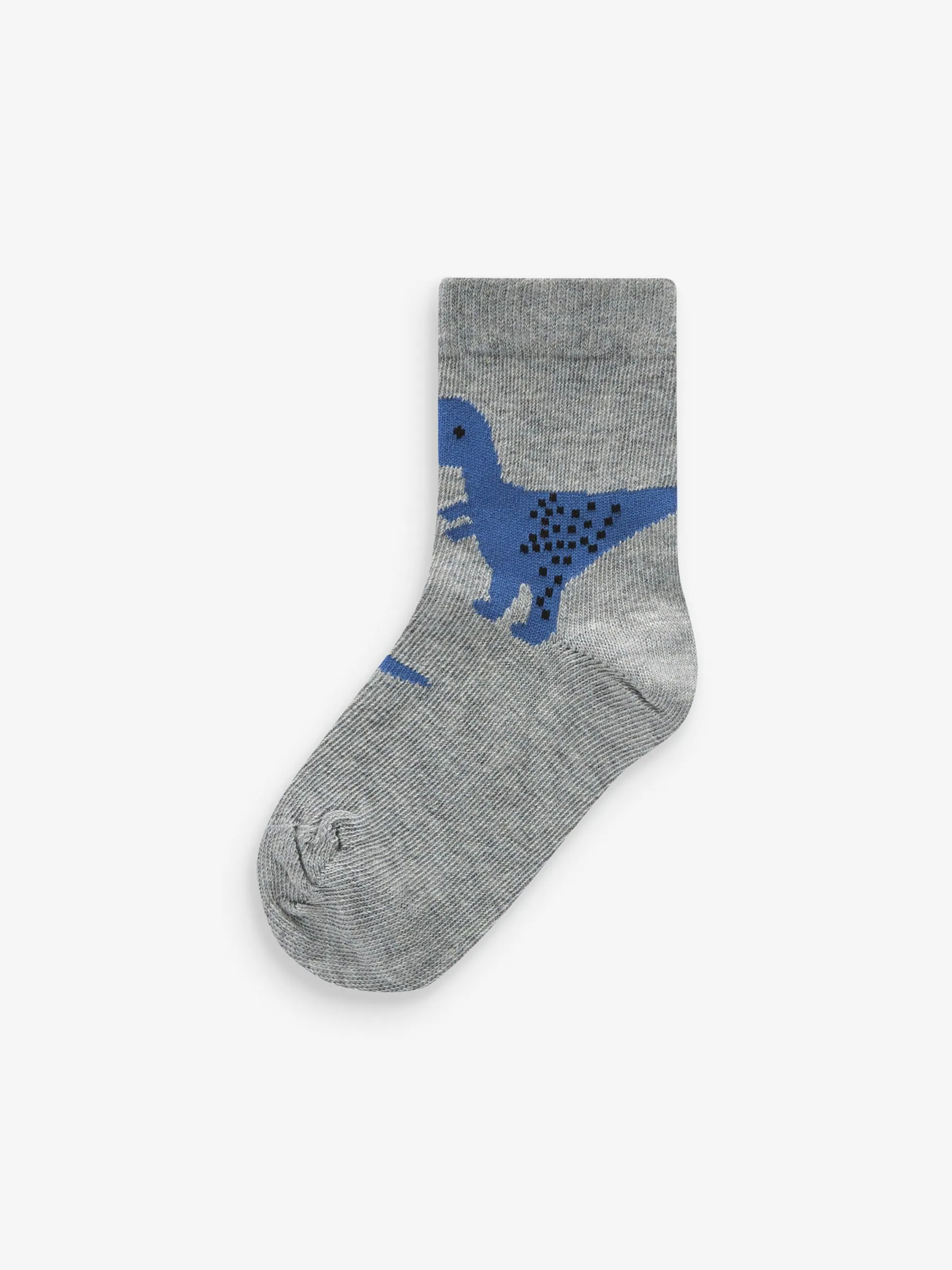 Blauw met dinosaurus - Verpakking van 7 paar sokken met hoog aandeel katoen
