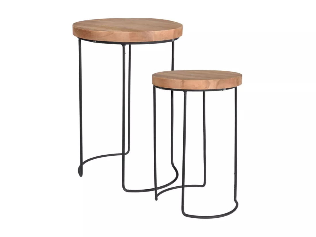 Ensemble de tables d'appoint 2 pièces Teck