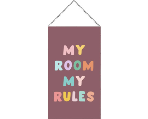 Houten bord mijn kamer mijn regels 13x23 cm