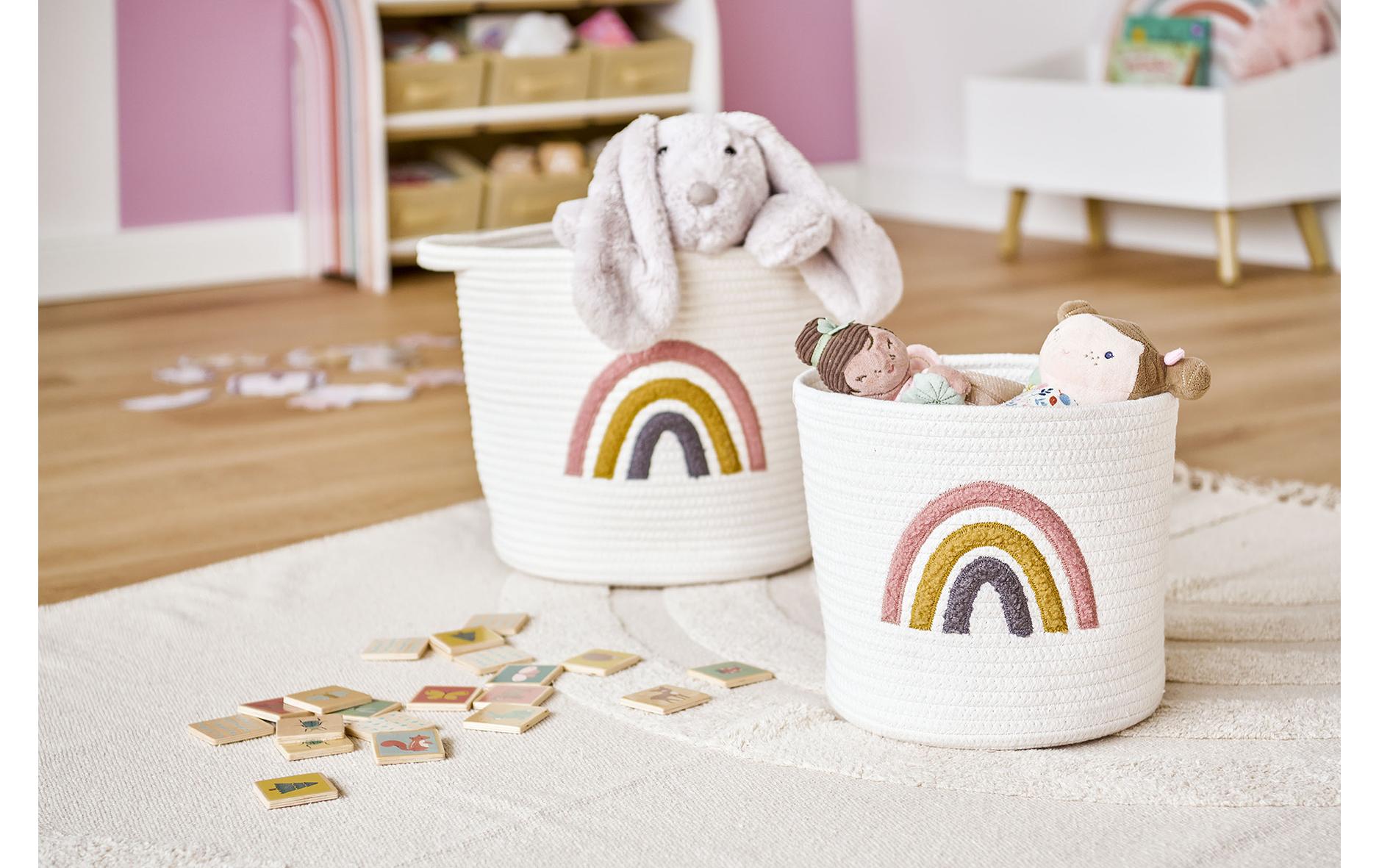 Spielzeugkorb Rainbow Weiss 35 x 28 cmAufbewahrungskorb für Kinderzimmer