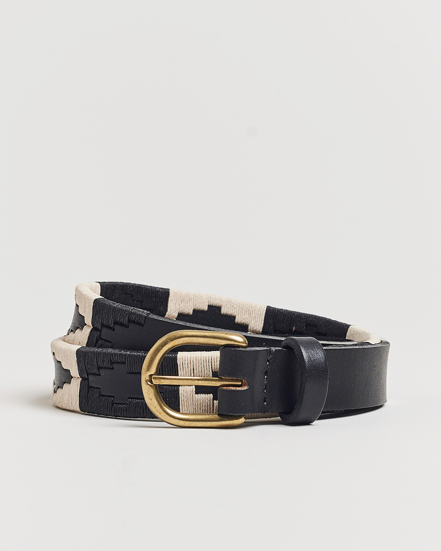Pampeano Skinny Hand Stitched Leather Belt 2,5cm Black