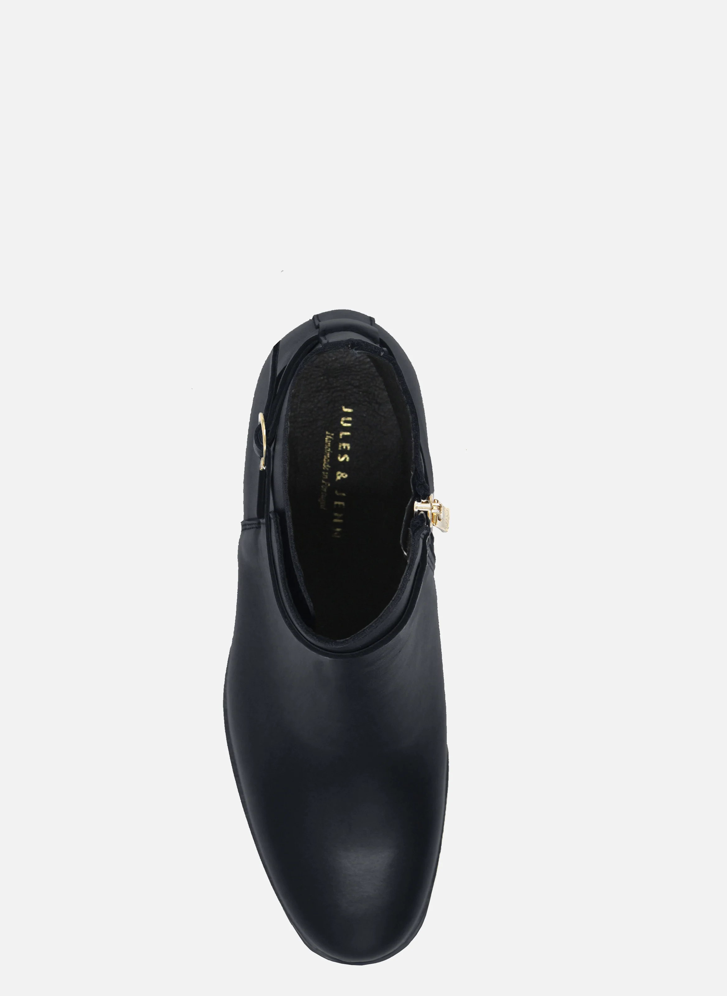 Bottines cavalières plates cuir lisse | Noir