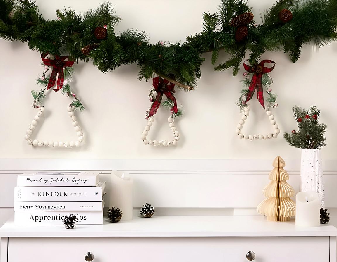 Set van 3 kerstdecoraties LED KYVESI Kerstboom 20/25/30 cm Wit