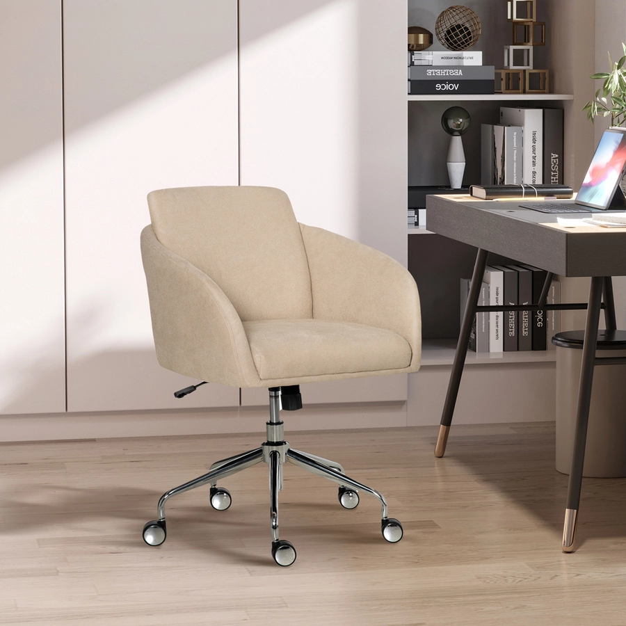 Vinsetto Bürostuhl mit einstellbarer Höhe und 360° Drehrollen beige