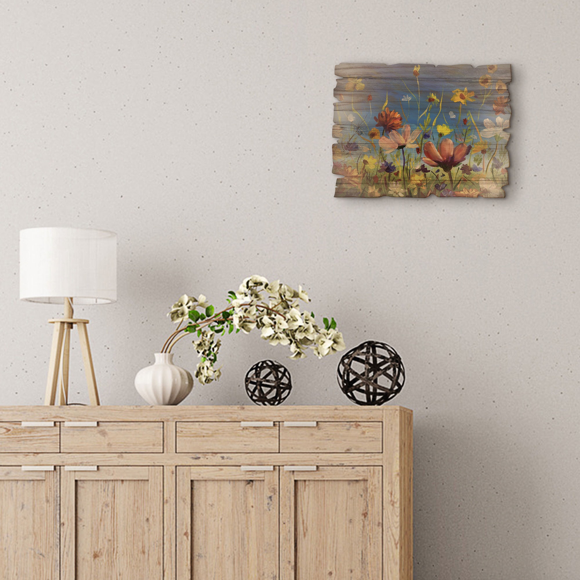 Artland Holzbild »Wildblumenwiese blauer Himmel« Blumenwiese 1 Stk. tlg.