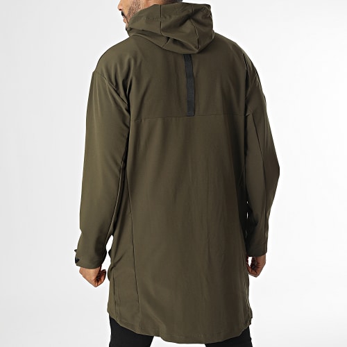 Veste Zippée Capuche Longue Vert Kaki