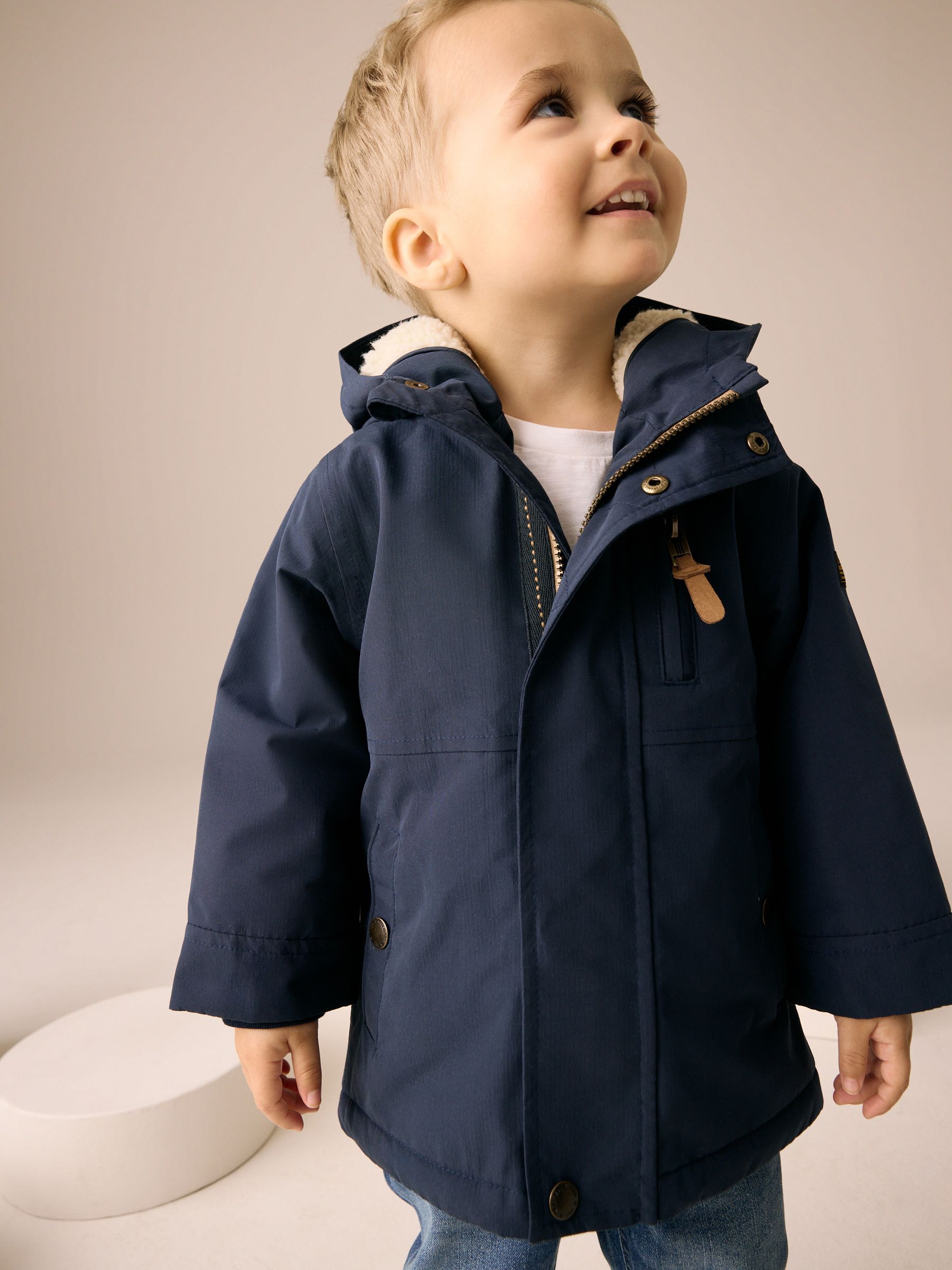 Marineblauw - Waterdichte parka met borgvoering (3mnd -7jr)