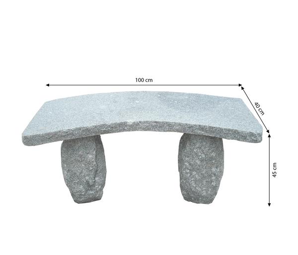 Dehner Granit-Gartenbank, gebogen, 2-Sitzer