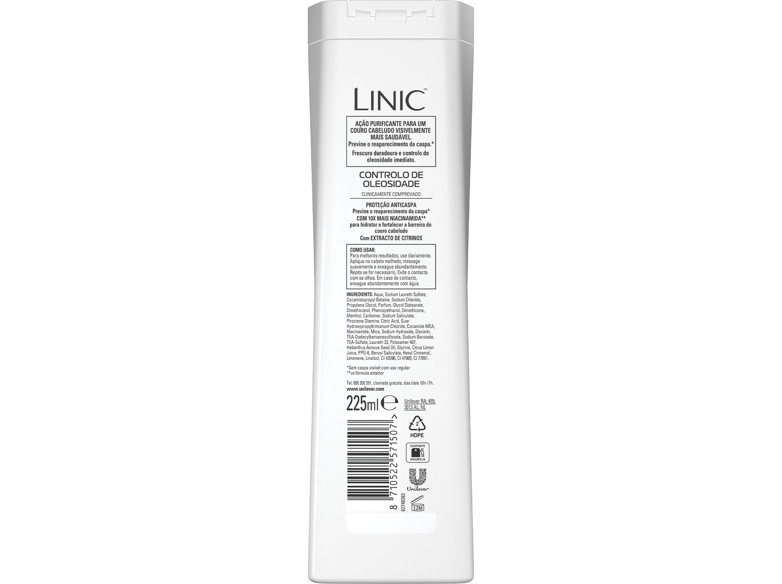 CHAMPÔ ANTI-CASPA LINIC SEM CONTROLO OLEOSIDADE 225ML