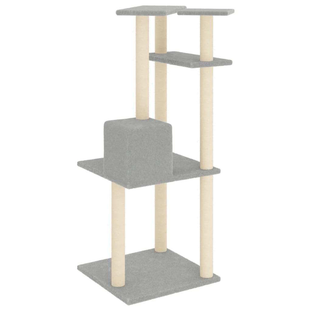 Arranhador para gatos vidaXL com postes de sisal cinza claro, 123 cm