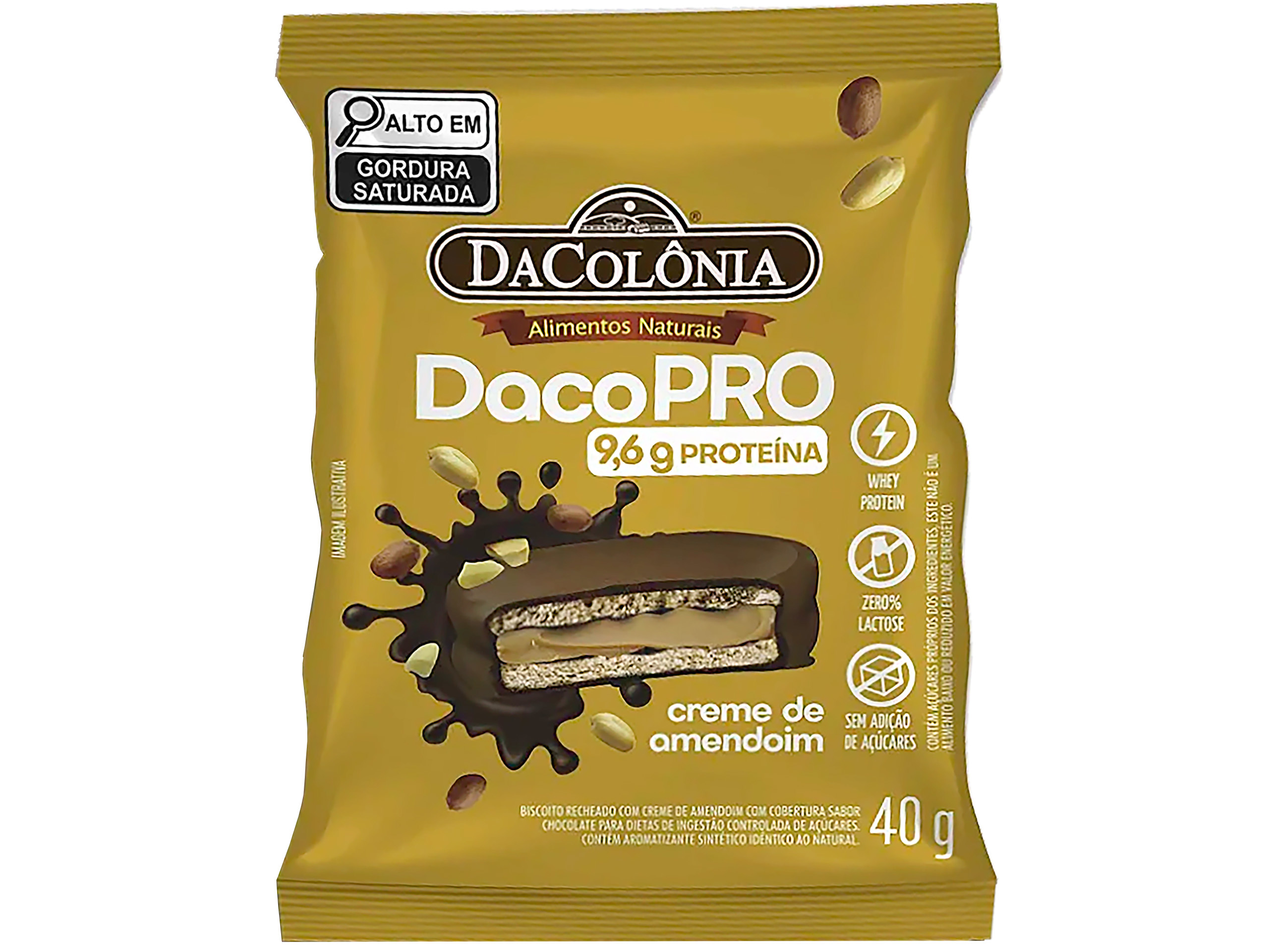 ALFAJOR DACOLÔNIA CREME DE AMENDOIM 40G