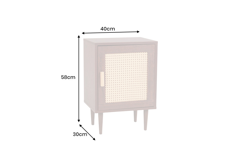 Design Nachttisch VIENNA 60cm natur Rattan Geflecht Beistelltisch mit Stauraum