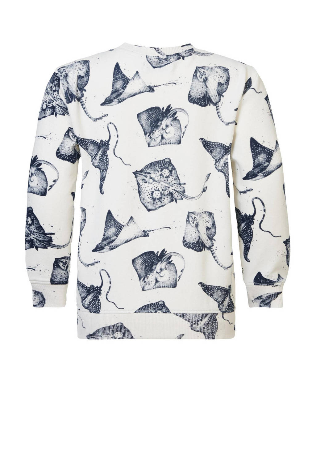 Noppies sweater met all over print wit/blauw