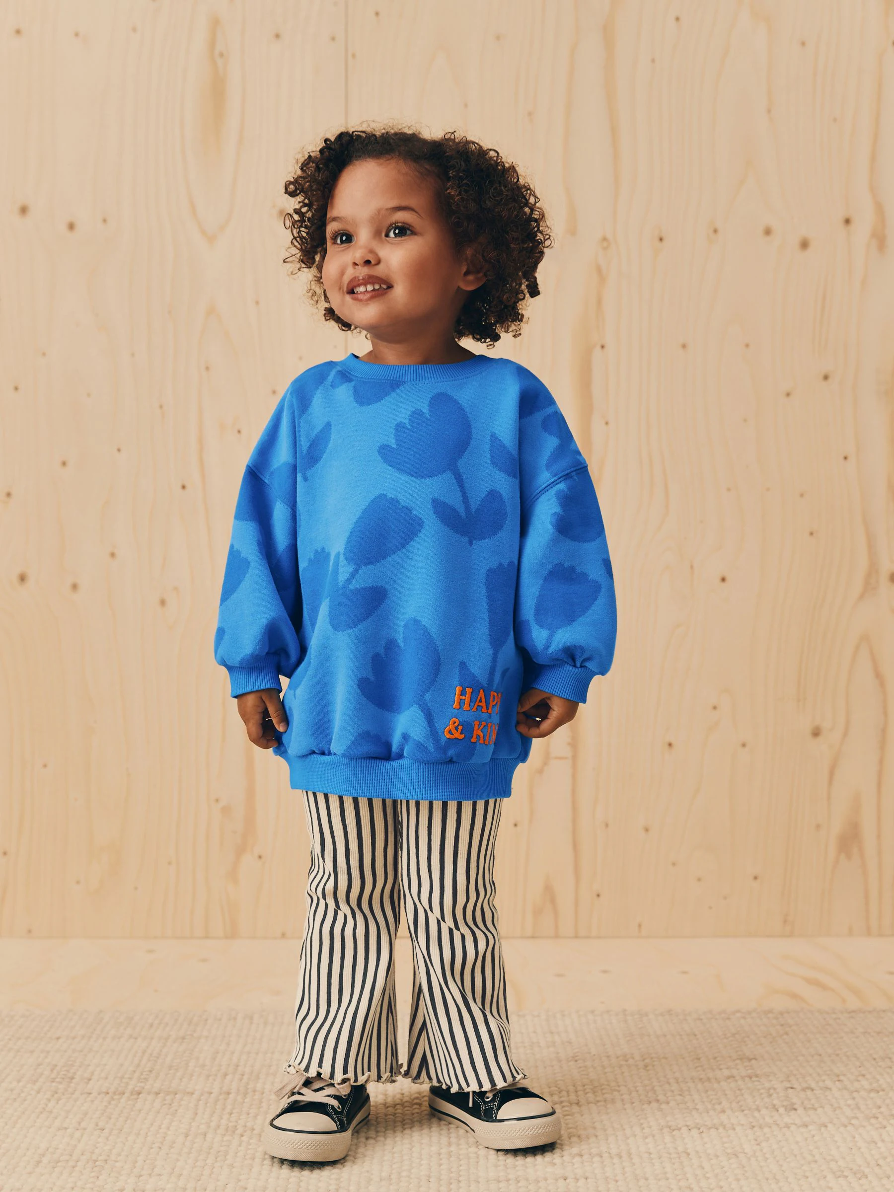 Blauw met bloemen - Set van sweatshirt en uitlopende legging (3mnd -7jr)