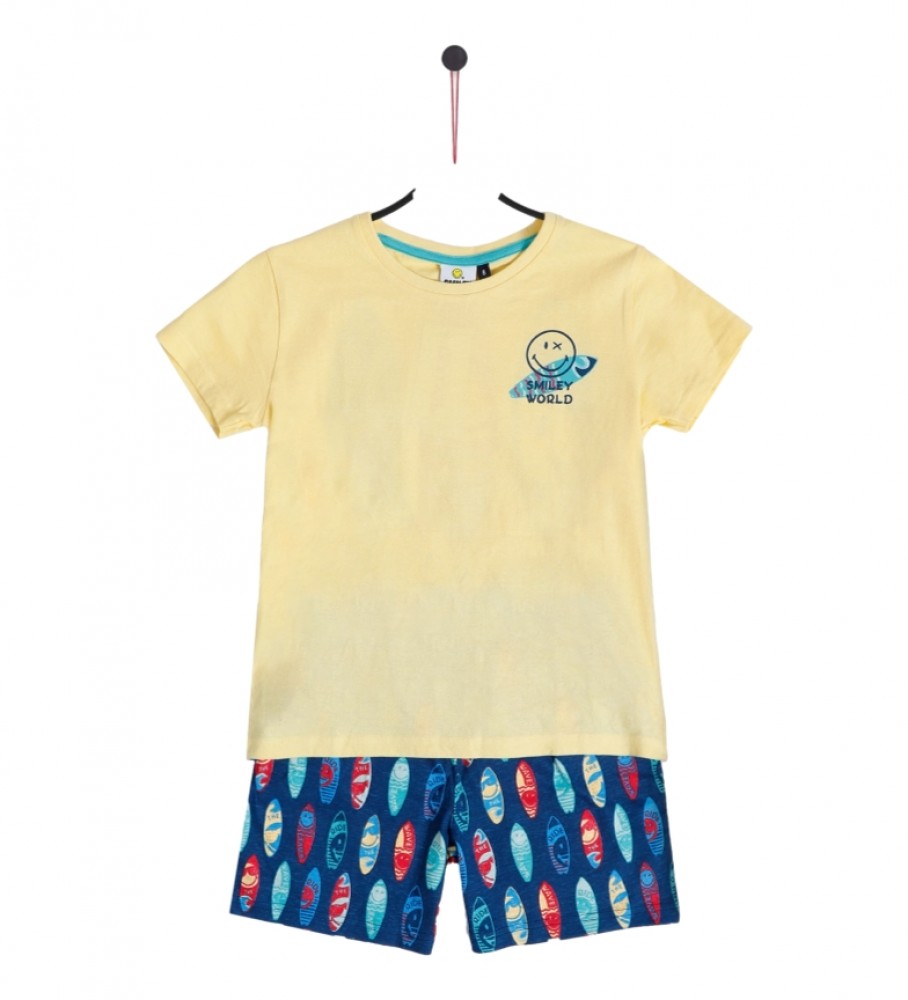Pijama de manga curta Aznar Innova Ride The Wave amarelo
