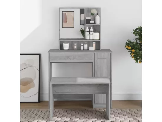 Coiffeuse avec miroir Sonoma gris 86,5x35x136 cm