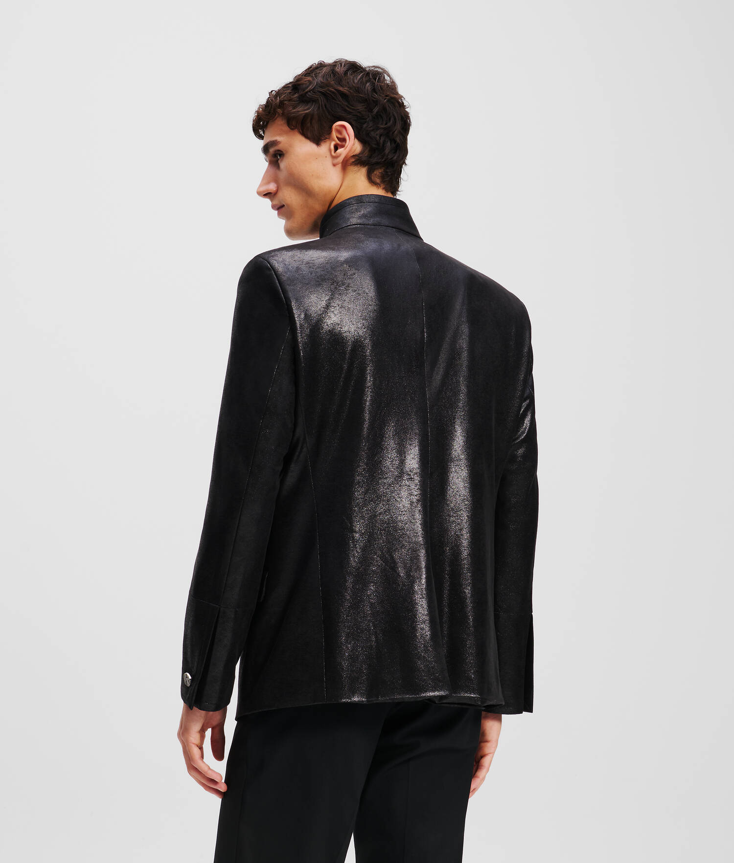 VESTE À COL MONTANT EN SIMILI-CUIR - Noir