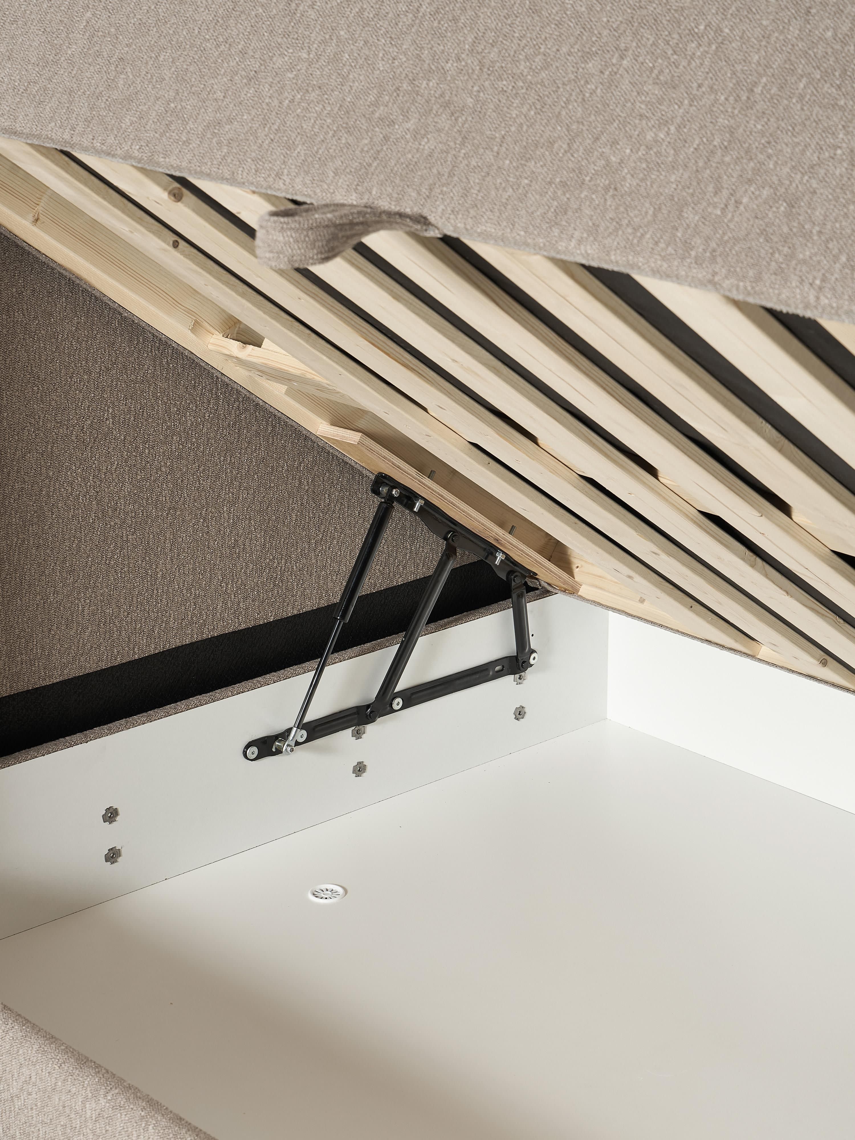 Bouclé boxspring bed Perla met opbergruimte