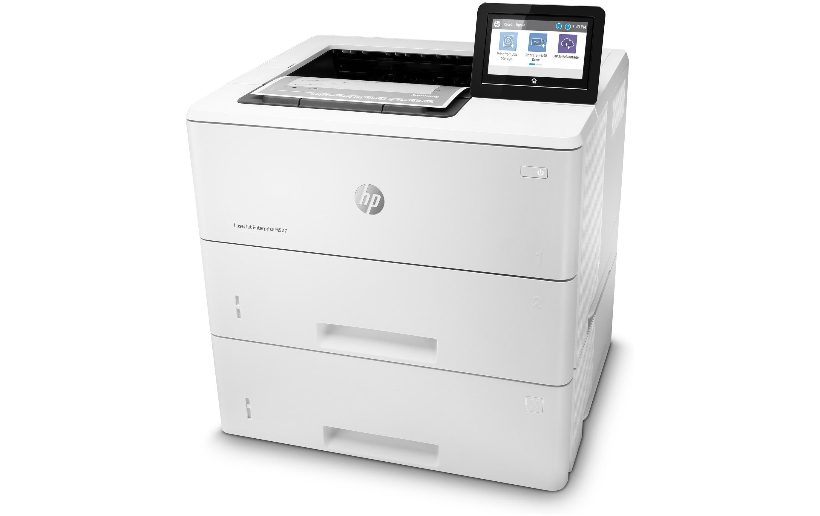 Drucker LaserJet Enterprise M507x<br>Schneller, netzwerkfähiger A4-Monolaser-Drucker mit automatischer Duplexeinheit
