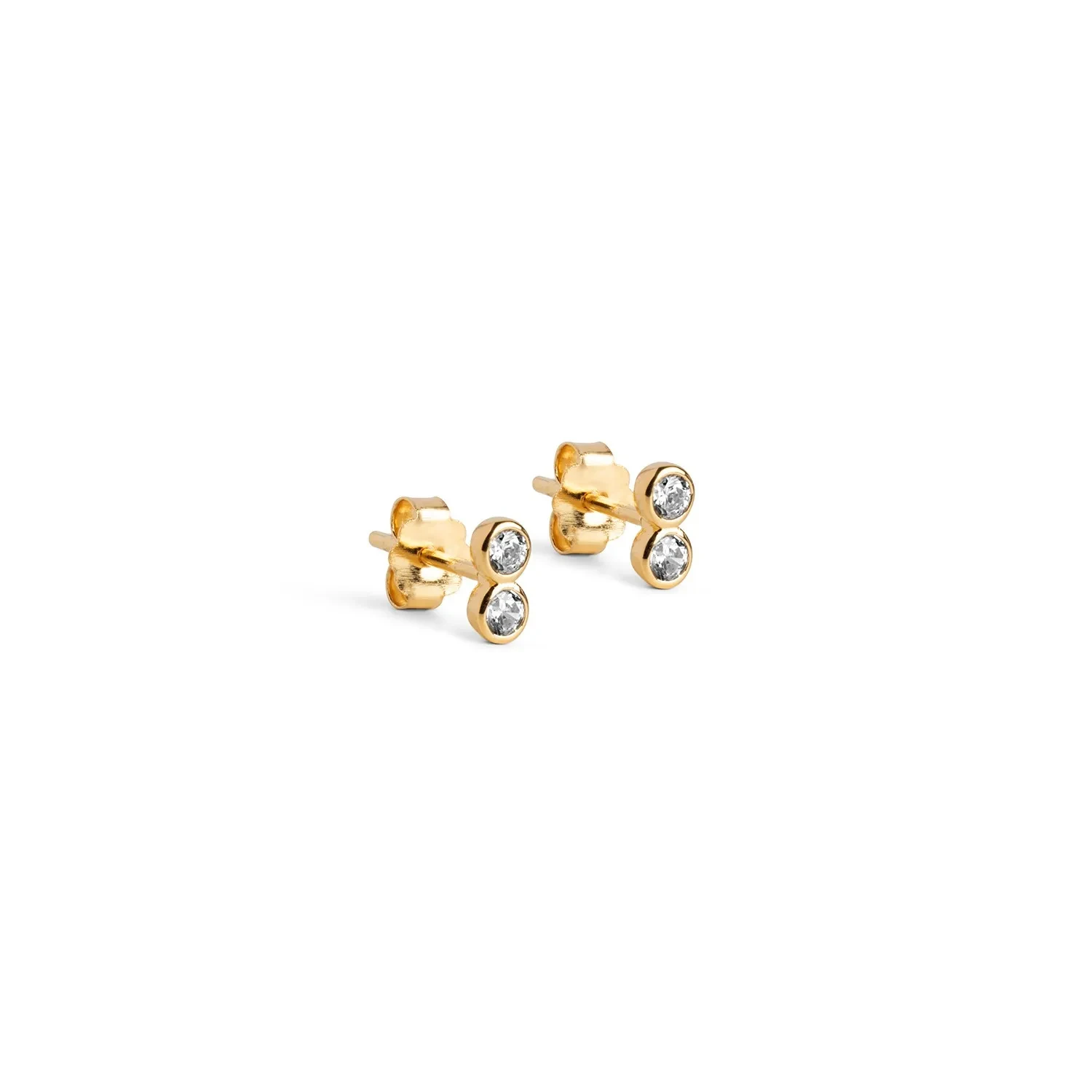 Enamel Twin CZ Øreringe 18 kt. Forgyldt Sølv E379G