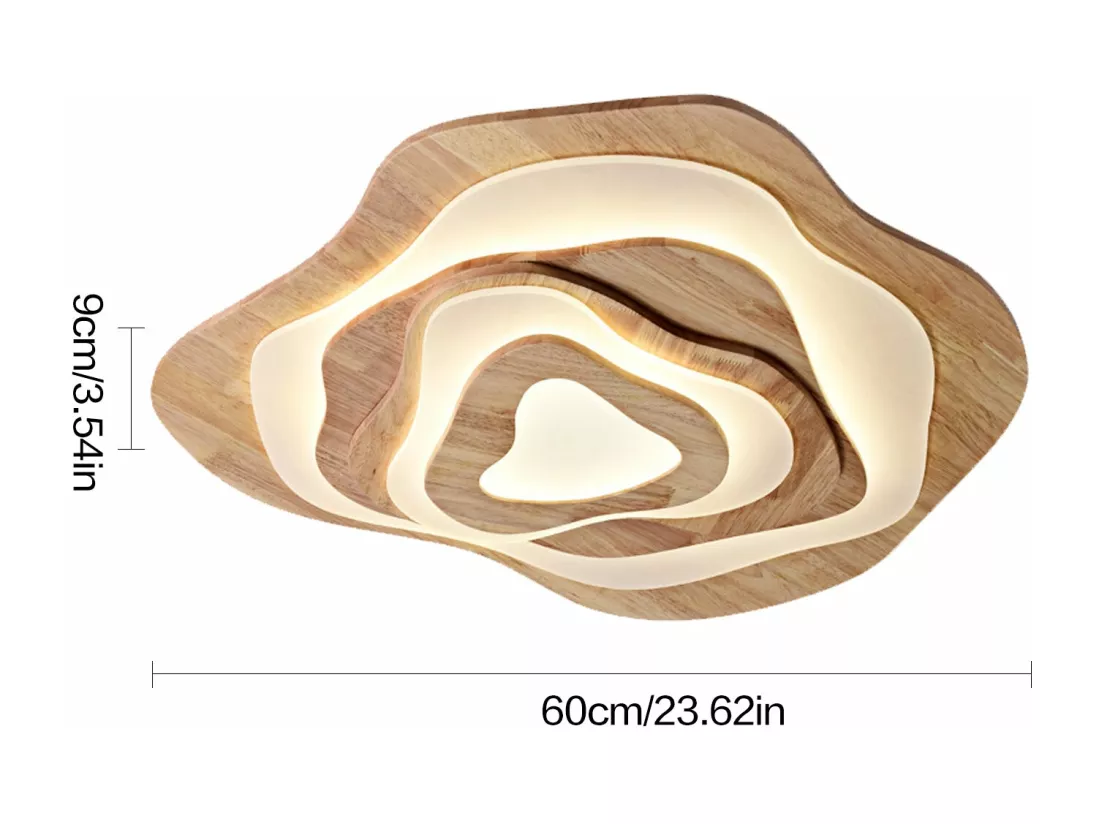 Plafonnier en bois naturel led d60cm x h12cm