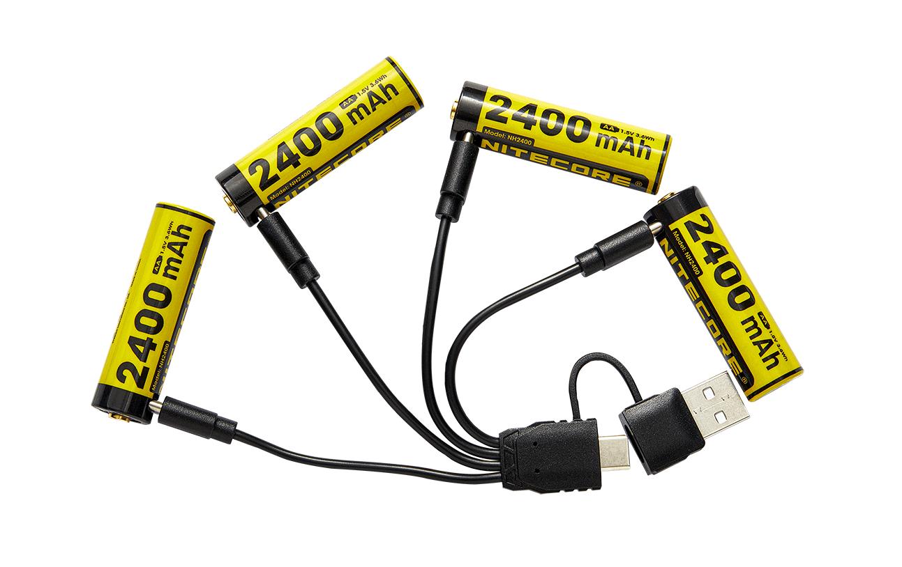 Akku Li-Ion AA mit USB-C 2400 mAh, 4 StückLi-Ion 1.5 V AA-Akku