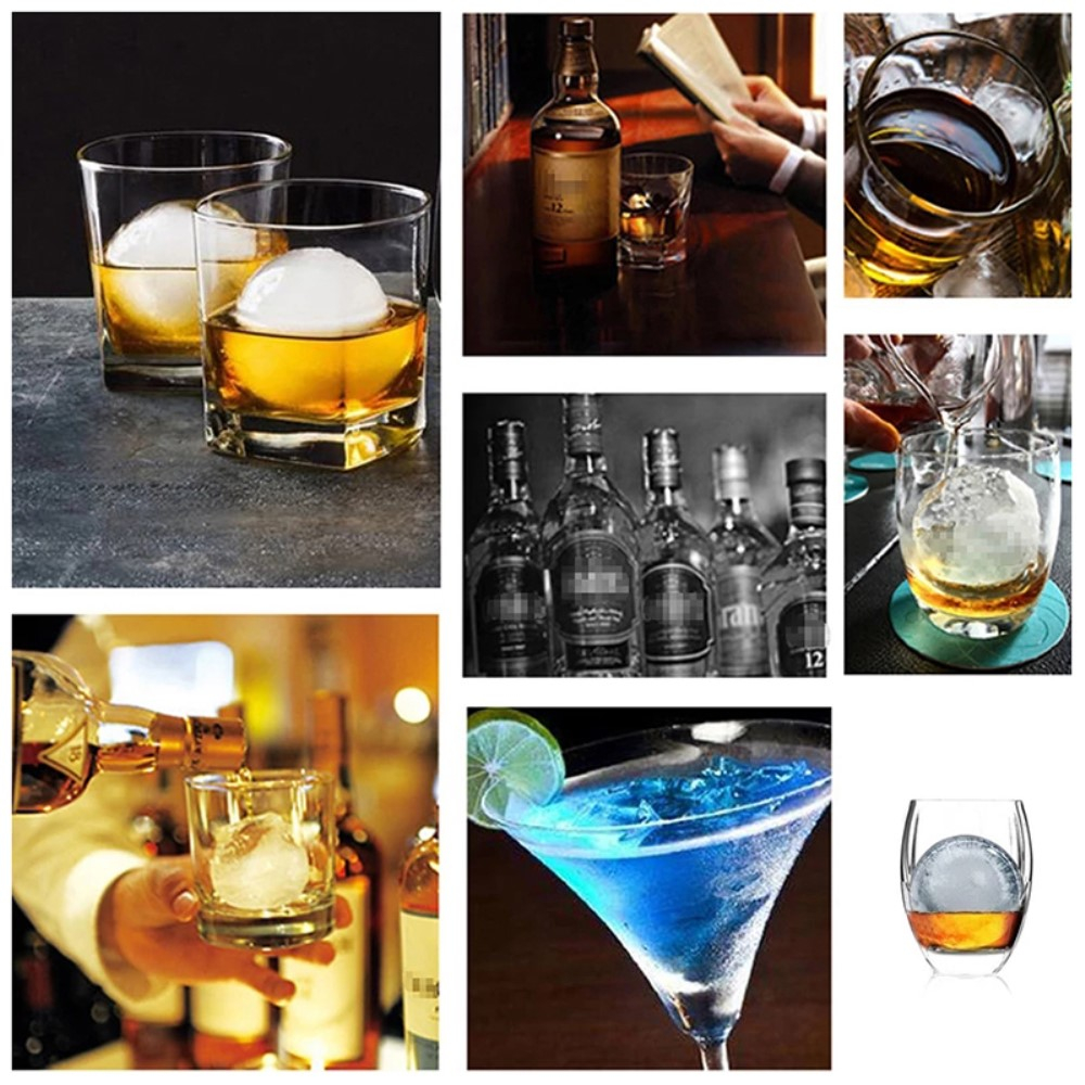 (4-fach) 3D Kunststoff Eiswürfel Form DIY Ice Cube Tray mit Deckel für Cocktails / Whisky / Softgetränke - Mit Früchten Befüllbar
