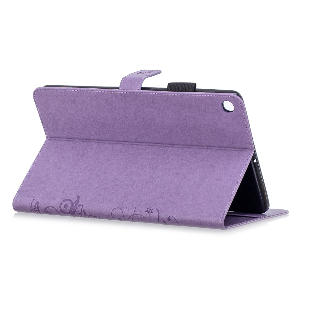 Samsung Galaxy Tab A 10.1 (2019) Leder Tasche Flip Cover Schmetterlinge und Blumen - Lila