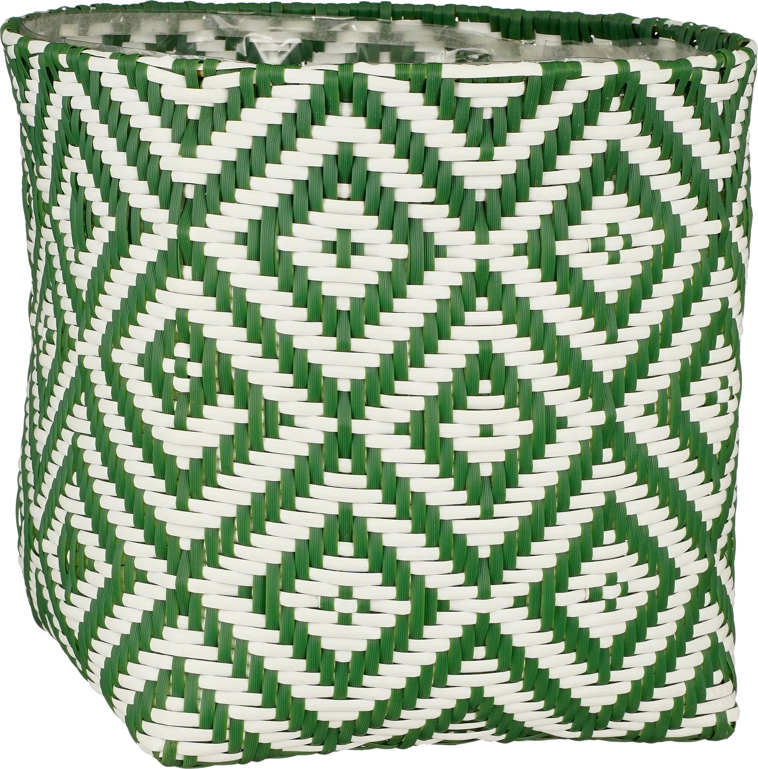 Mica Decorations plantenmand Merlijn groen / wit 34 x 34 x 35 cm